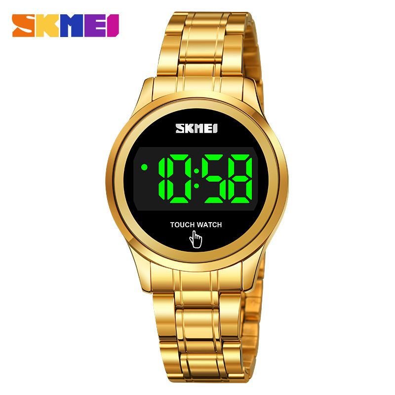 SKMEI reloj electrónico 1737 correa de acero Reloj deportivo de alarma de sincronización luminosa electrónica para mujer reloj de pantalla táctil