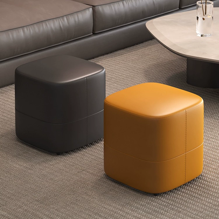 Минималистичный табурет для смены обуви, диванный табурет из кожи наппа из микрофибры, кожаный табурет, небольшой табурет, квадратный табурет, домашний туалетный столик, подставка для ног J^
