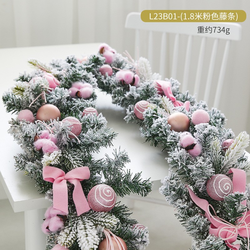 クリスマス装飾品創意暗号化植毛雪花藤条ホテルデパートのショーウインドーのドアの階段手すりの配置