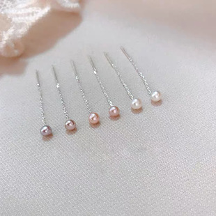 S925 Sterling Silver Ear Line Freshwater Pearl Earrings Temperament Female Niche Mini Ear Pearl Earrings Anti-allergy Earrings