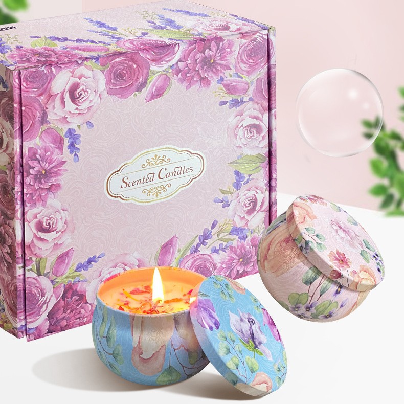 Fábrica en stock vela de fragancia de café eBa caliente estilo étnico libre de humo vela de coco aromaterapia caja de regalo de 4 piezas