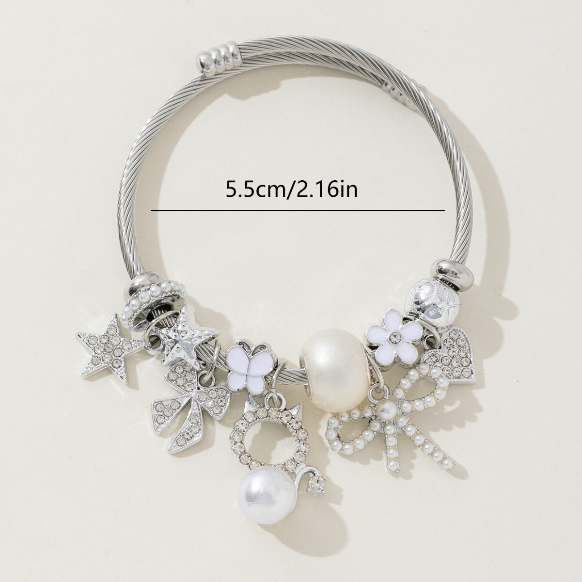 Pulsera Pan estilo explosivo transfronterizo brazalete con cuentas de bricolaje lazo de gato de perlas amor estrella de cinco puntas joyería de moda image 5
