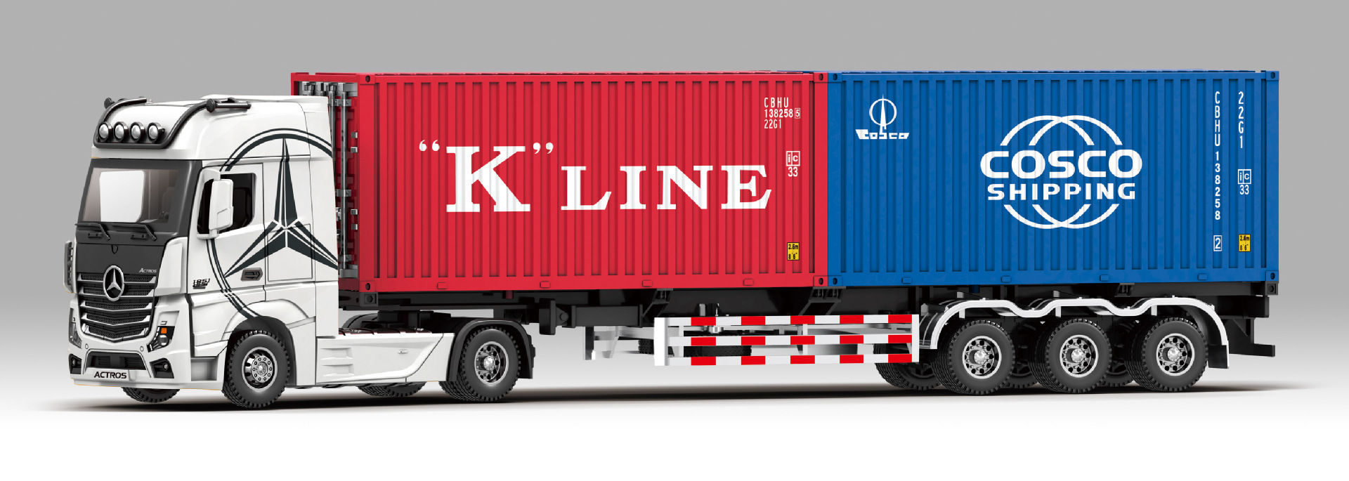 Hengteng aleación modelo de coche 1:24 Dapeng transporte remolque sonido y luz contenedor juguete coche música modelo Decoración