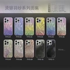 漸變燙金羽紗適用iphone15ProMax手機殼蘋果14高級感13鐳射跨境款