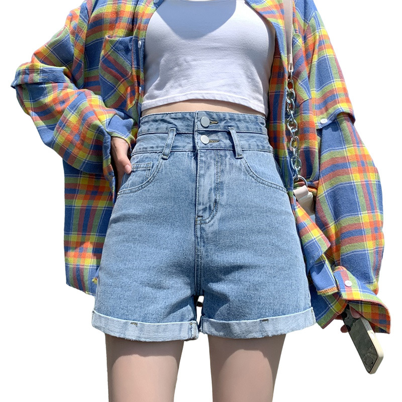 Pantalones cortos de mezclilla para mujer, corte suelto, diseño básico image 6