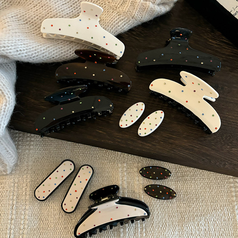Haarspange In Käsefarbe Mit Strass Und Doppelseitigem Diamant-schmuck_voghion.com