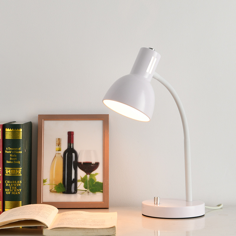 Export Metal Flexible Hose Long Arm Protective Eye Children Student Study Office Desk Bedroom E27 Plug-in Gift Lamp