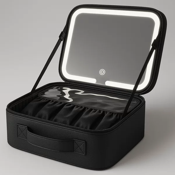 Amazon's Cross-Border Hot New Model Led Lighted Cosmetic Bag with Mirror Box Large Capacity High-End Portable