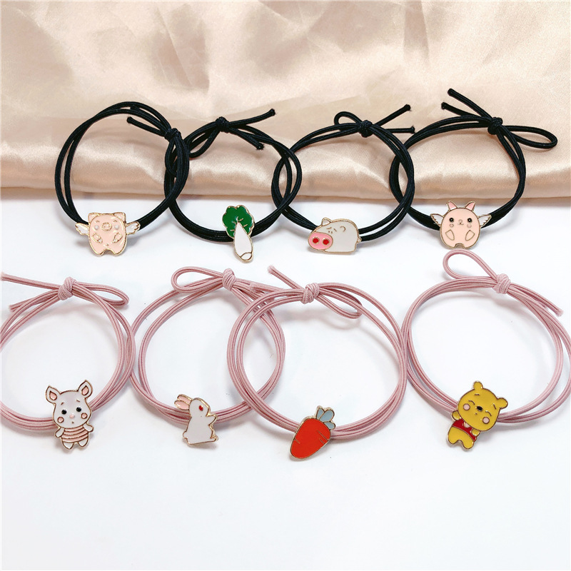 韩版小清新合金少女兔子萝卜头绳发圈气质高弹力橡皮筋发绳发饰