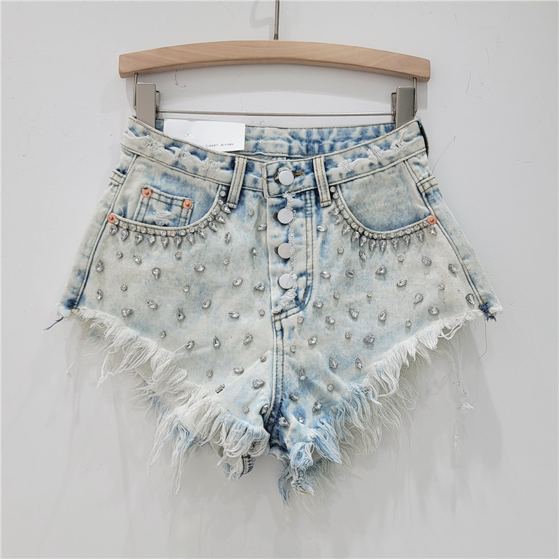 Women's Daily Streetwear Solid Color Shorts Diamond Jeans display picture 1