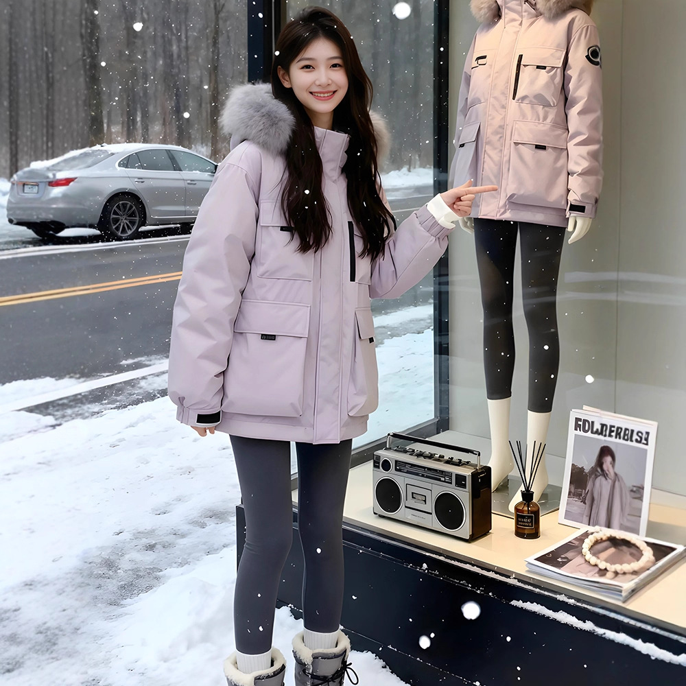 羽绒棉服女2025冬季新款冲锋衣加厚工装外套设计感保暖棉衣棉袄子