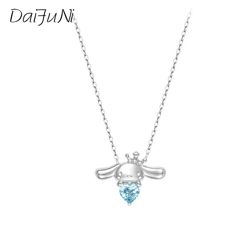 Sanrio Jade Gui Dog Sky Heart Necklace Girls Summer and Autumn ins Simple Light Luxury Niche High-end Design Sense