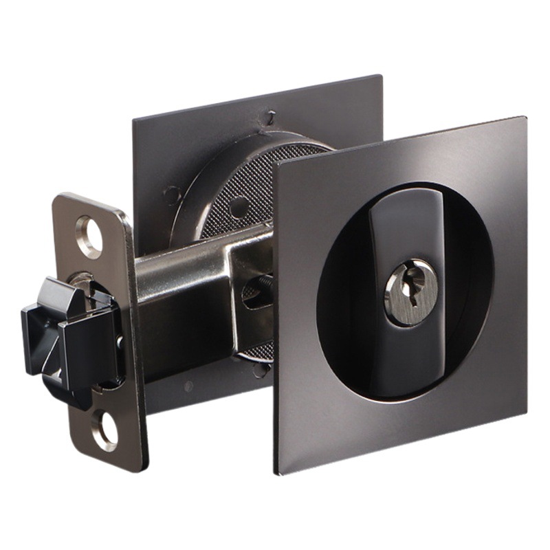 Cerradura de puerta corredera cuadrada cerradura de puerta corredera incrustada puerta de madera interior puerta de la cocina baño Hotel gancho cerradura de bolsillo