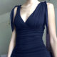 Ins Pure Desire Style Elegant Deep V-neck Strap Pleated Chest Small Vest Spice Girl Retro All-match Slim-fit Top