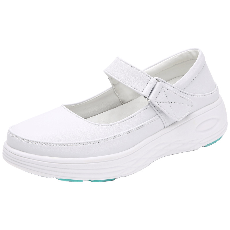 2023 New Nurse Shoes Women's Spring and Autumn Korean Style White Flat Breathable Hospital Comfortable Non-Slip Soft Bottom White Shoes