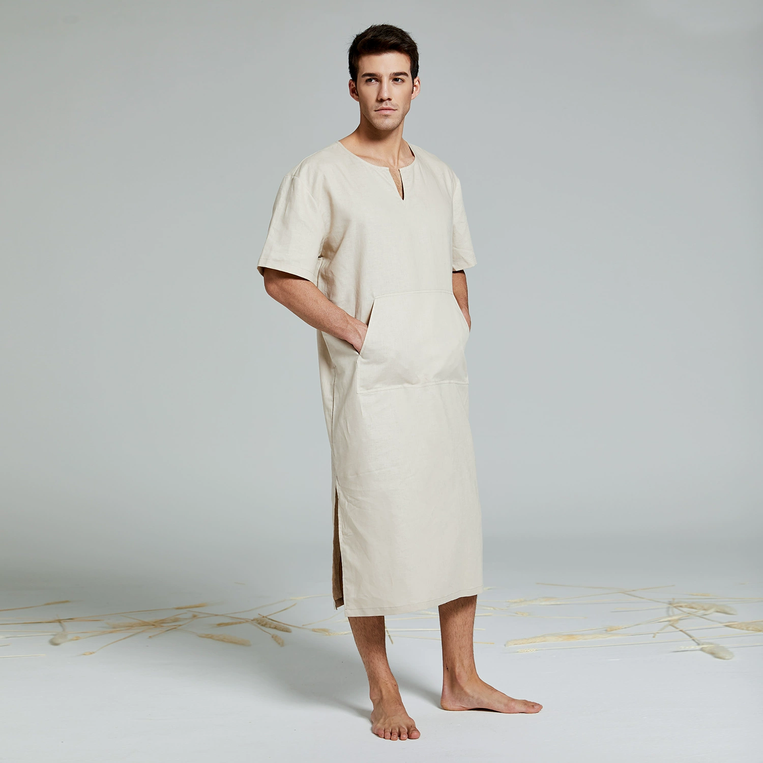 Thin bathrobe, retro pijama, cotton and linen, oversize