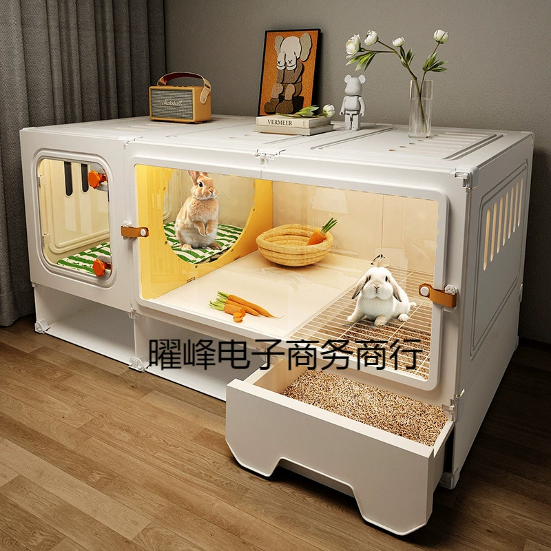 Клетка для кроликов для домашнего использования, вилла с автоматической очисткой отходов, очень большая роскошная клетка для кроликов, клетка для морских свинок с прозрачным окошком.
