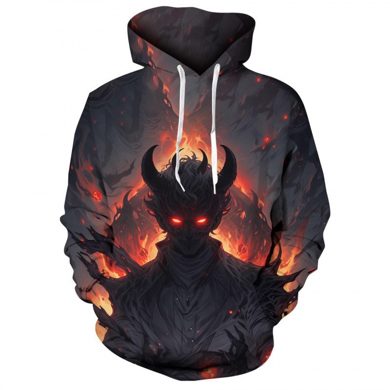 boy 2025 European And American Halloween Men's Cross-Border New Ghost Face Trendy Print Christmas Series Hooded Sweatshirt_voghion.com