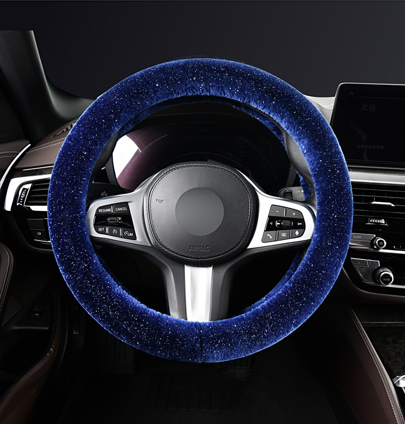 Steering wheel cover car handle cover starry sky winter mink plush warm winter armrest box cushion car seat rear seat