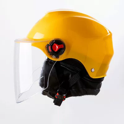 Motosiklet kaskı (dəbilqə) – Helmet - half-helmet-yellow-removable-scarf-one-size-fits-all
