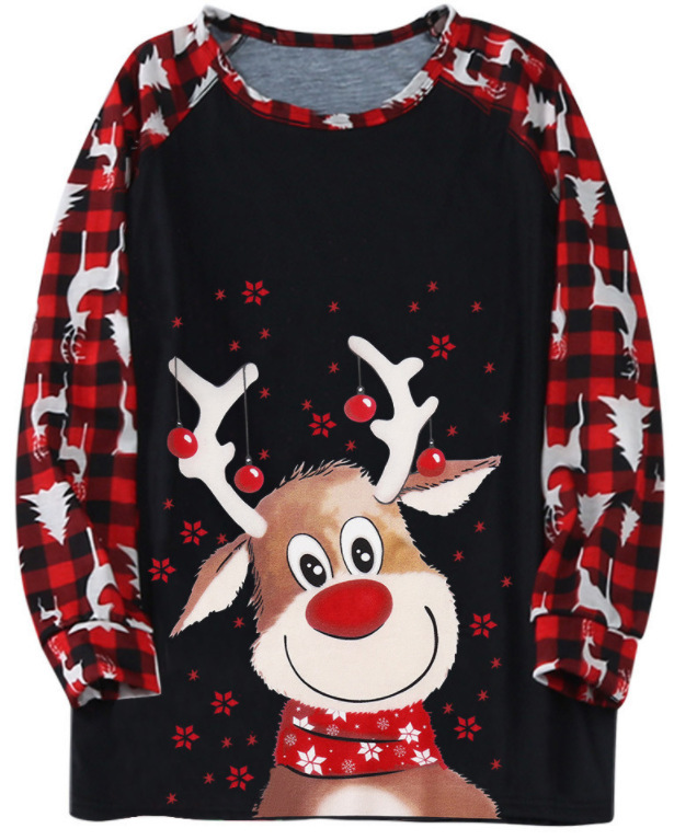 クリスマスカップル服プリント上着tシャツ + ズボンホーム服セット|undefined