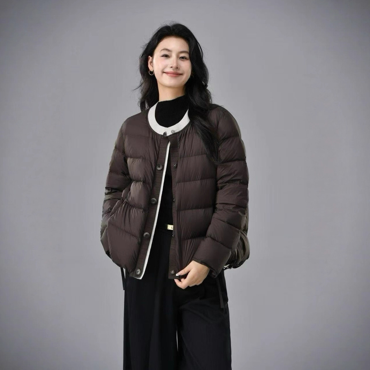 Winter elegant fashionable keep warm knitted down jacket