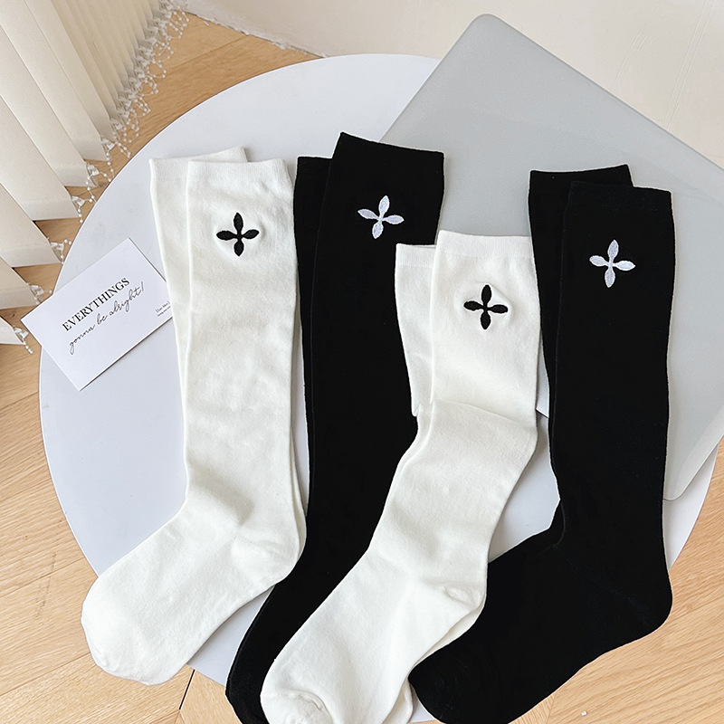 夏季薄款純色小腿襪黑白壓力襪顯瘦美腿襪子女百搭jk襪子堆堆襪