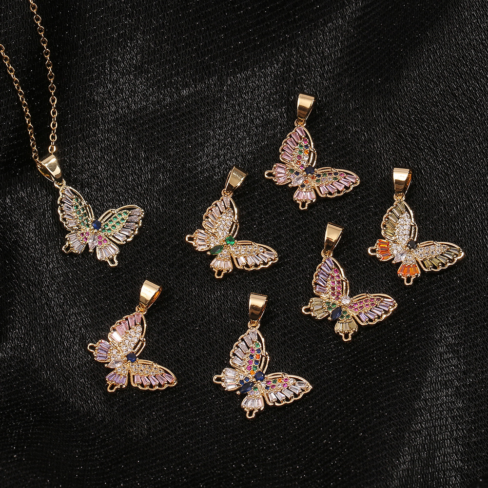 vintage butterfly color zircon copper necklace wholesale