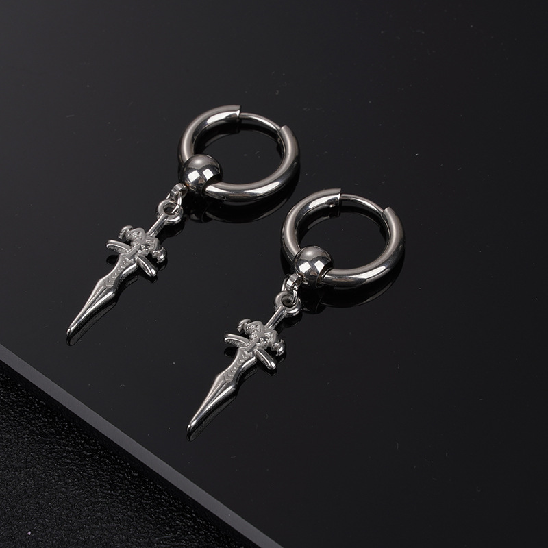 1 Piece Fashion Cross Titanium Steel Plating Drop Earrings display picture 2