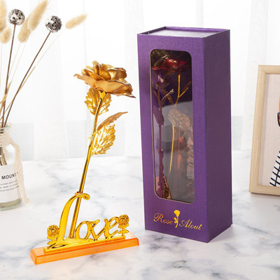 Flip WINDOW Gift box Gold foil rose Mother's Day gift originality Artificial Flower Foreign trade gift wholesale