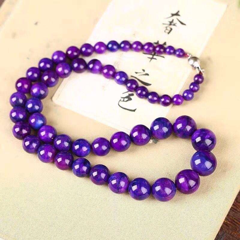 South African Natural Old Material Royal Purple Shugulai Suji Stone Women's Tower Chain Necklace Sweater Chain Women's Jewelry Gift