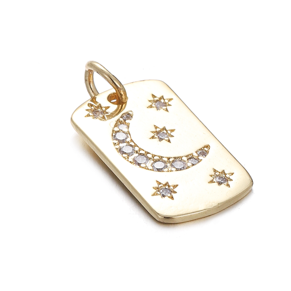 8g Weight Pendant, Chain Jewelry Making Type Zircon Inlay Material DIY Jewelry Accessories Classification 1 Piece Quantity Copper Material Geometric, Star, Moon Pattern Plating, Inlay Design Simple Style Style 1 Piece Copper Zircon Geometric Star Moon Pendant Chain 14