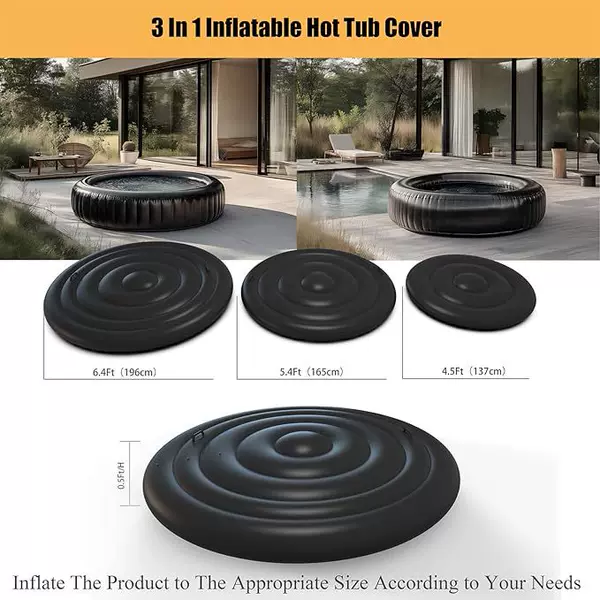 Inflatable hot tub cover with handle suitable for all portable hot tub cover upgrade heat insulation energy saving hot water