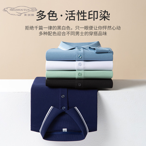 Men's Mid-Young Adult Long-Sleeve Polo Shirt Autumn Plain Color Slim Fit Versatile Casual Breathable T-Shirt