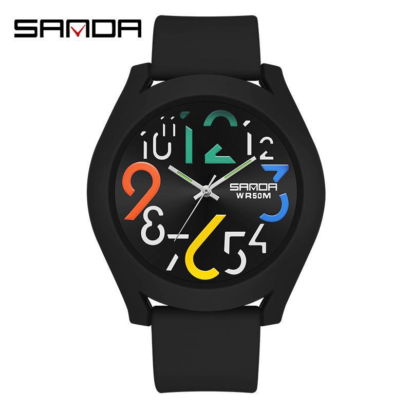 Sanda 9021 reloj electrónico de silicona desmontable anillo exterior de las mujeres de moda digital simple reloj deportivo