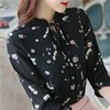 Shiffon summer long-sleeve, shirt, shiffon with print, Korean style, loose fit, long sleeve