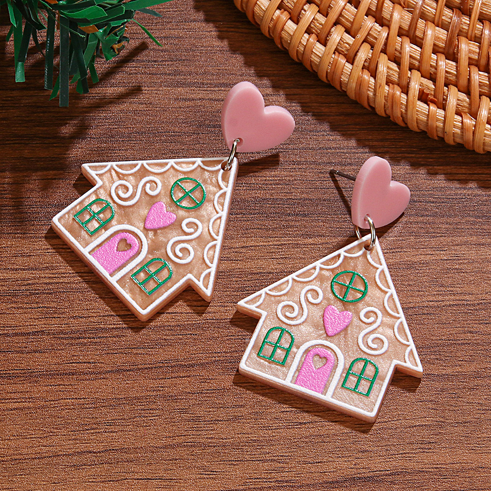 Heart Shape Pattern 1 Pair Cute Heart Shape Arylic Drop Earrings