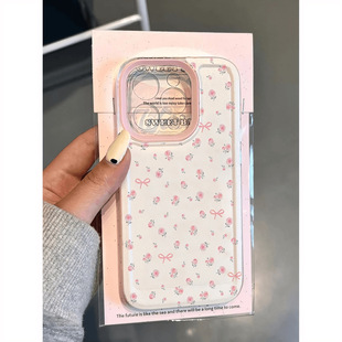 Full screen pink floral for Apple 16PROMAX phone case iPhone15/14 cute 13 soft case 12/11