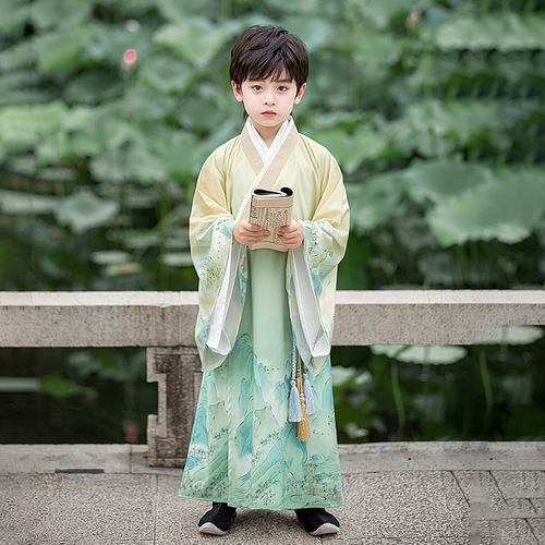 Hanfu Boys 2024 Spring and Autumn New Children's Ancient Costume Chinese Style Scholar Little Prince Chinese Studies Performance Suit Wholesale