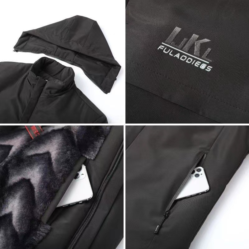 (2개) 겨울 남성용 면화 패딩 의류 남성용 기모 중년 및 노인을위한 캐주얼 코튼 패딩 재킷 아버지의 의상 겨울 아버지 코트