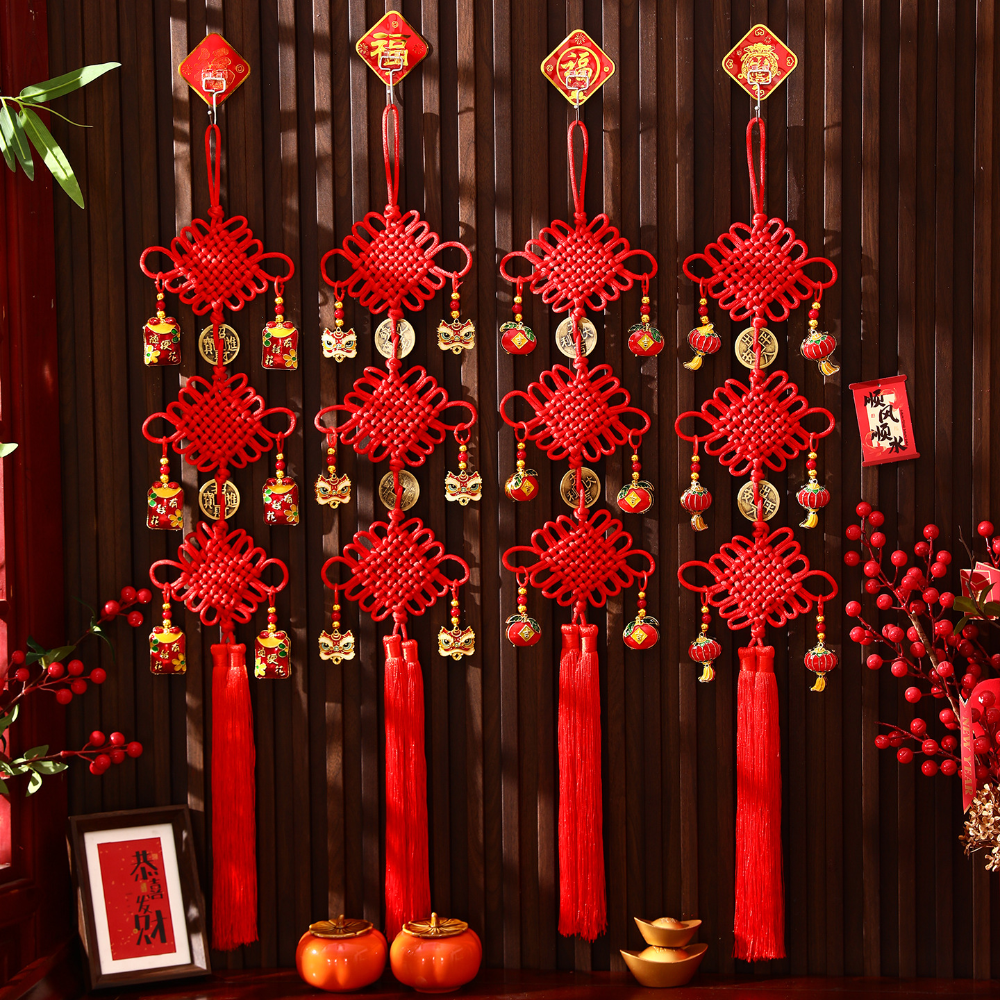 new year chinese knot ornaments 2026 new spring festival living room background wall decorations horse new year lucky knot pendant