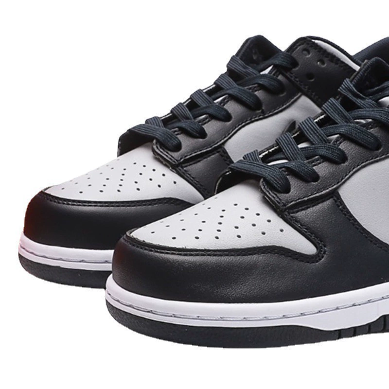 Кроссовки Dunk из первосортной кожи, мужские и женские, черно-белая «панда», тень серого, спортивные беговые туфли