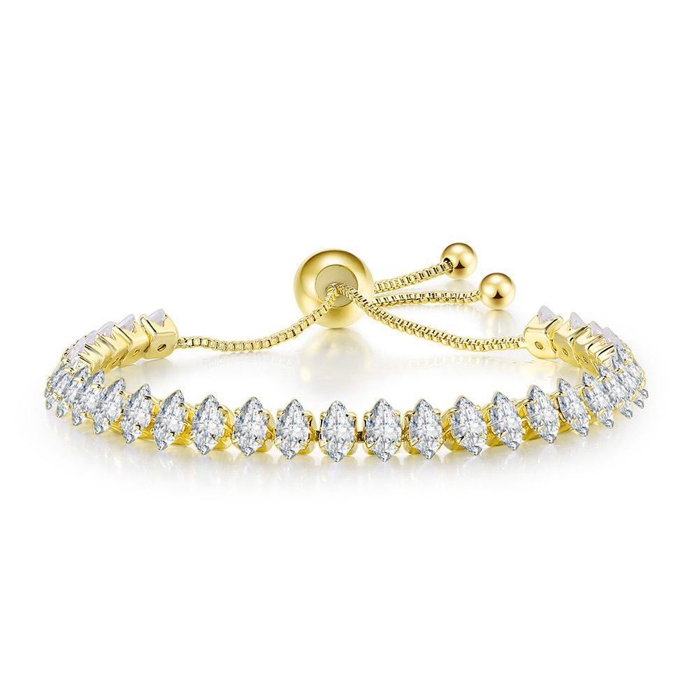 Pulsera de tenis europea y americana popular con piedra marquesa para mujer, pulsera ajustable de circonita de cristal de una sola fila,_voghion.com
