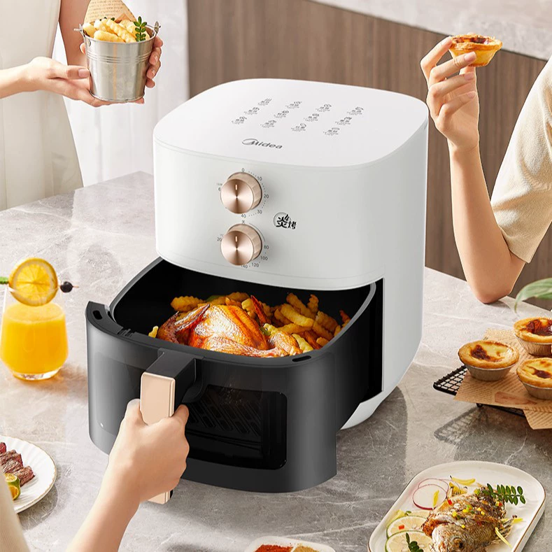 Midea аэрогриль для дома и общежития, кухонный прибор, фритюрница с визуальным дисплеем, крышка откидывается