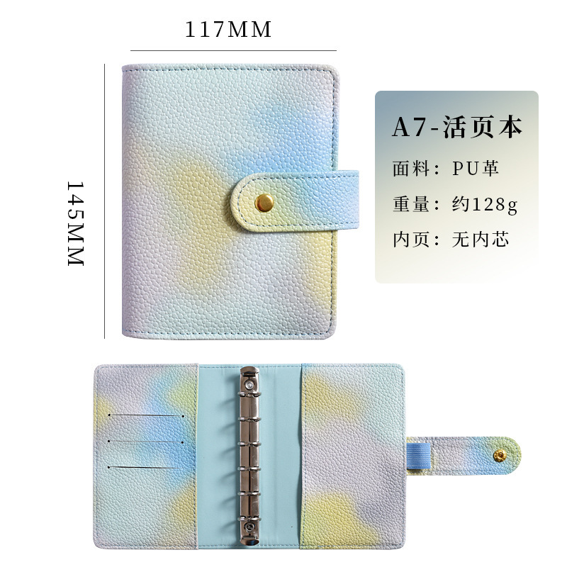 En stock transfronterizo A6 macaron cuaderno color mágico Etiqueta de papel de la perla PU libro de mano A7 libro de hojas sueltas libro de presupuesto en efectivo