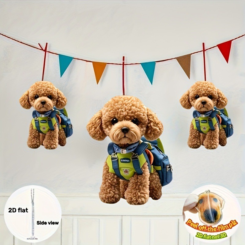 Nueva mochila colgante de Teddy acrílico plano transfronterizo espejo retrovisor interior decoración colgante de llaver image 1