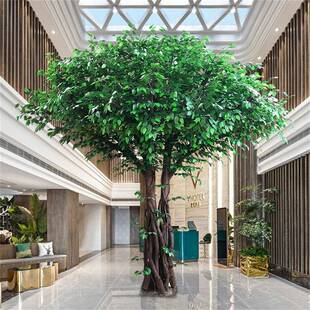 仿真大树假树仿真榕树大型植物客厅发财树实木树干装饰跨境代-阿里巴巴