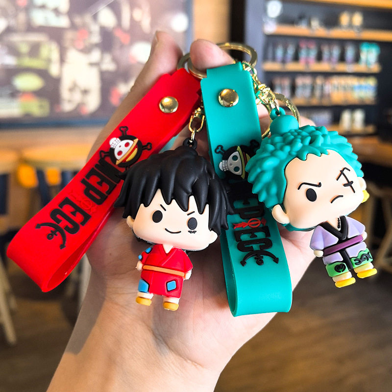 One Piece Keychain Cartoon Figure Car Keychain Accessories Shop Bag Pendant Doll Machine Small Gift