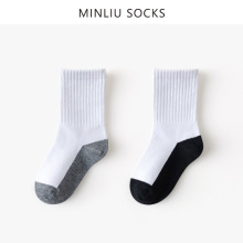 纯白色儿童学生袜四季款黑白灰棉质中筒袜宝宝袜子批发运动袜子