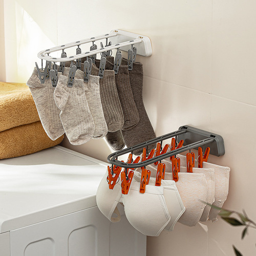 Nachuan household wall-mounted clothes drying rack without punching folding portable drying artifact multi-purpose socks underwear rag rack